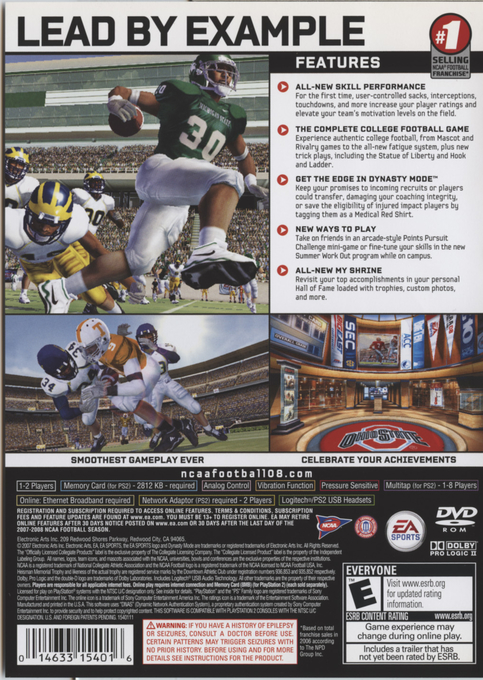 NCAA Football 08 — Box back