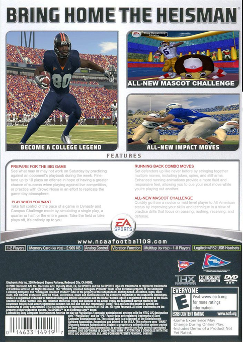 NCAA Football 09 — Box back