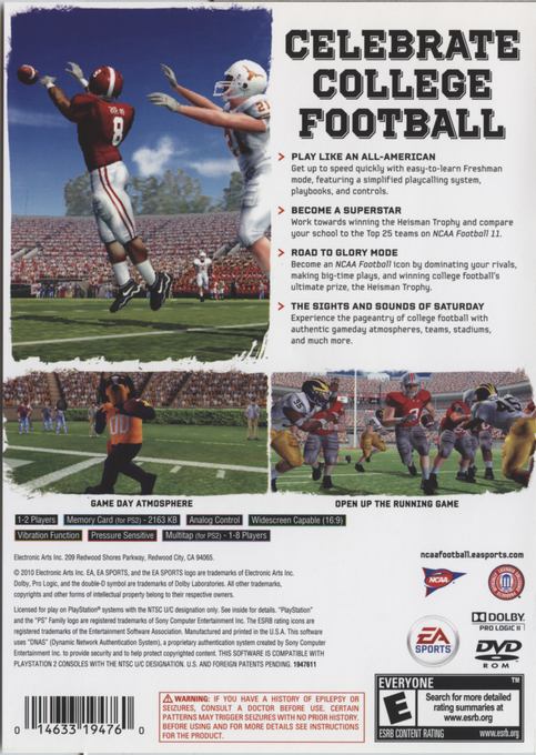NCAA Football 11 — Box back