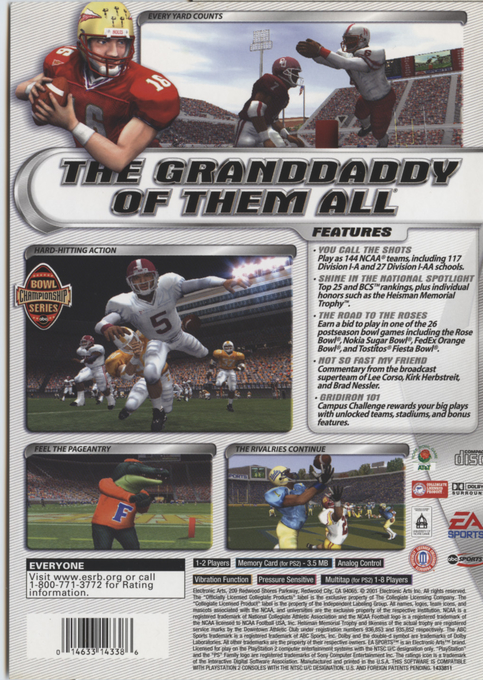 NCAA Football 2002 — Box back