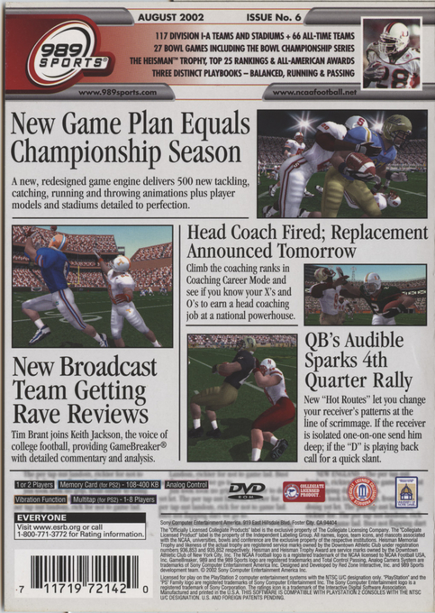 NCAA GameBreaker 2003 — Box back