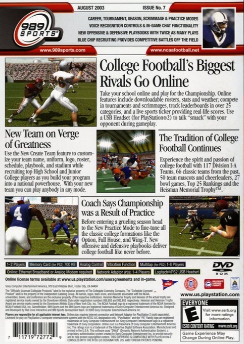 NCAA GameBreaker 2004 — Box back