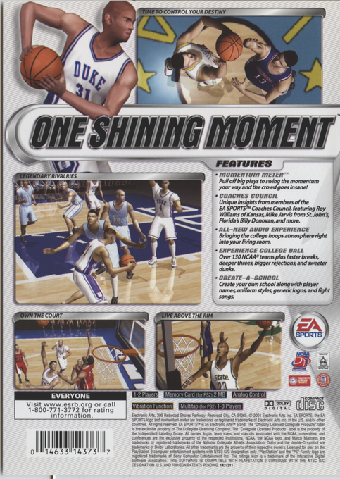 NCAA March Madness 2002 — Box back