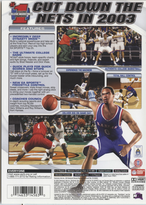 NCAA March Madness 2003 — Box back