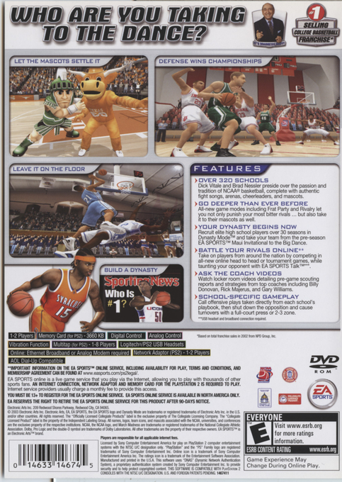NCAA March Madness 2004 — Box back