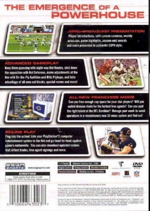 NFL 2K3 — Box back