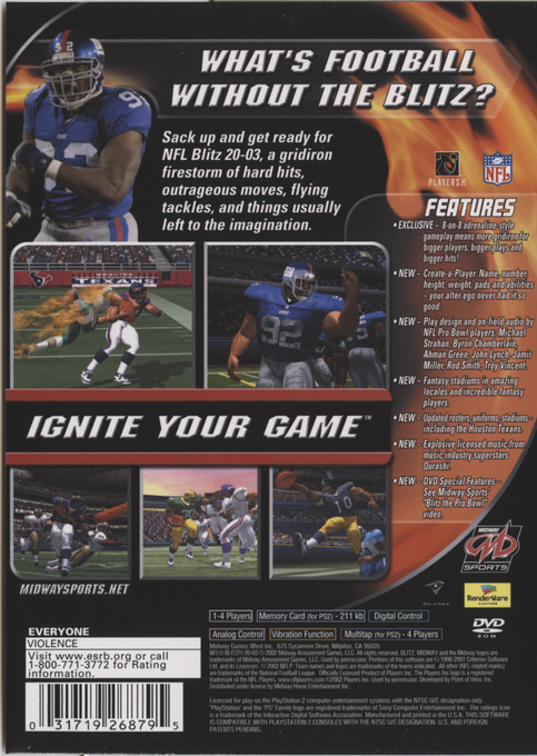 NFL Blitz 2003 — Box back