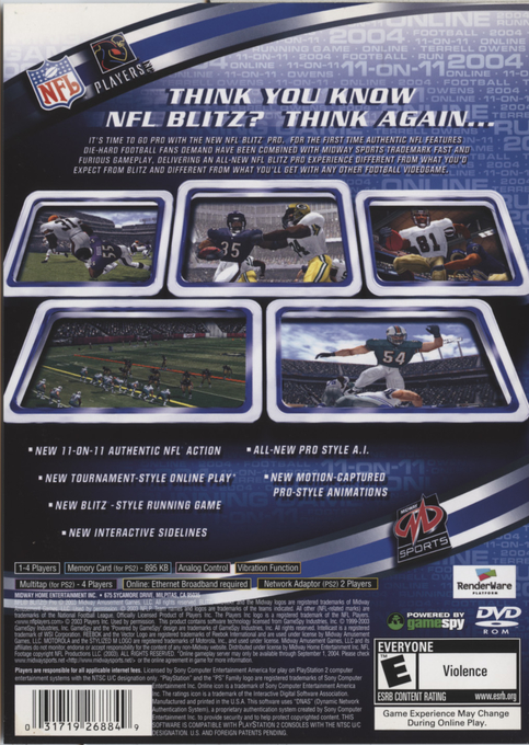 NFL Blitz Pro — Box back