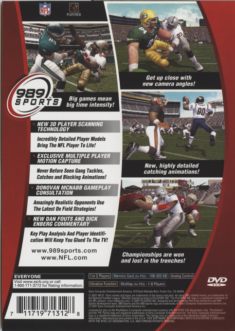 NFL GameDay 2002 — Box back
