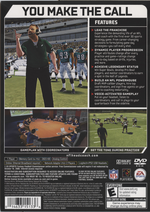 NFL Head Coach — Box back