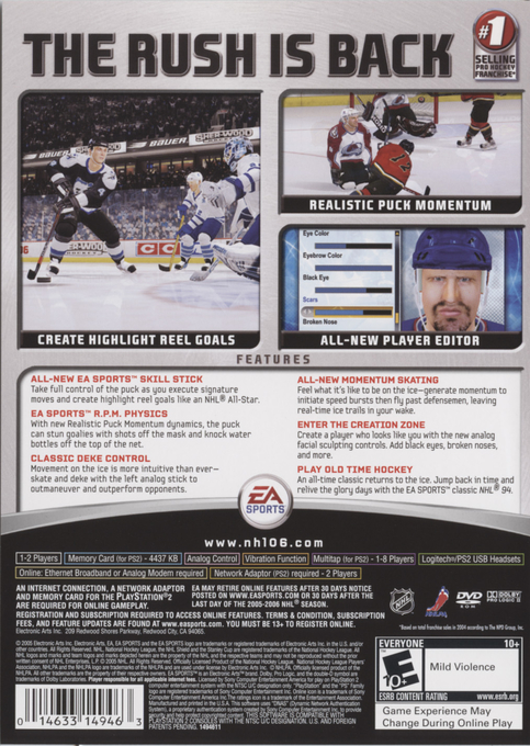 NHL 06 — Box back