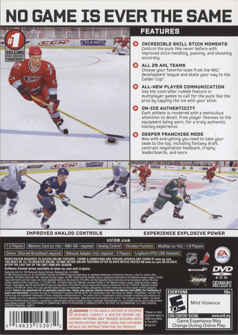 NHL 08 — Box back