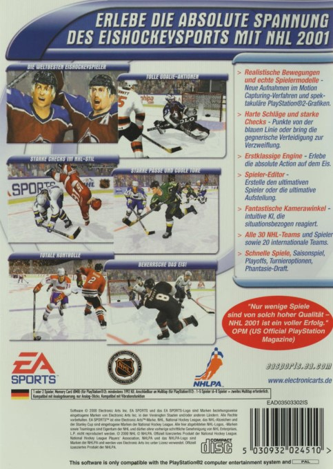 NHL 2001 — Box back