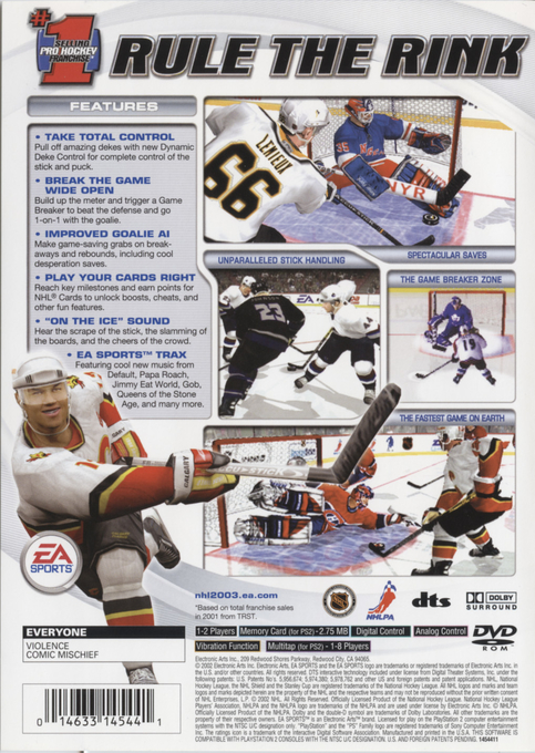 NHL 2003 — Box back