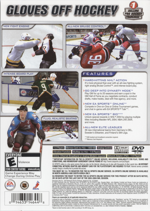 NHL 2004 — Box back