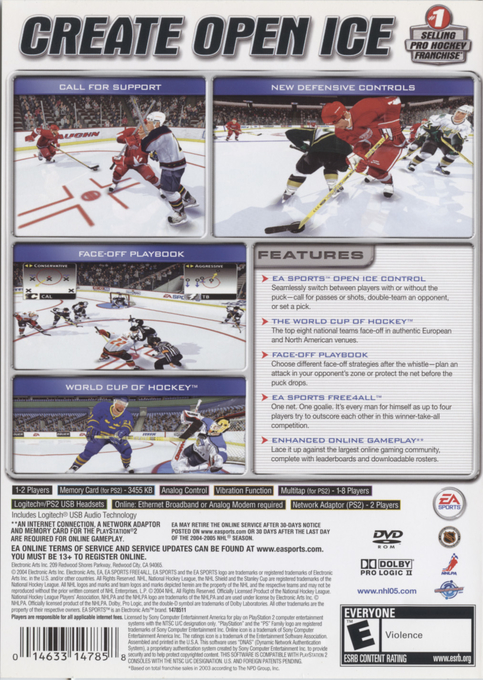 NHL 2005 — Box back