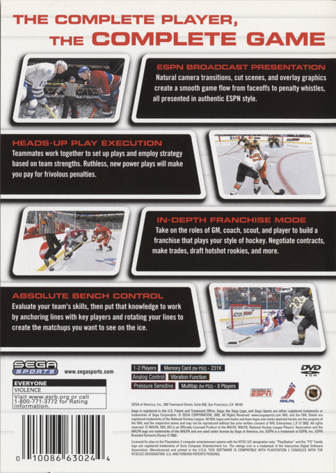 NHL 2K3 — Box back