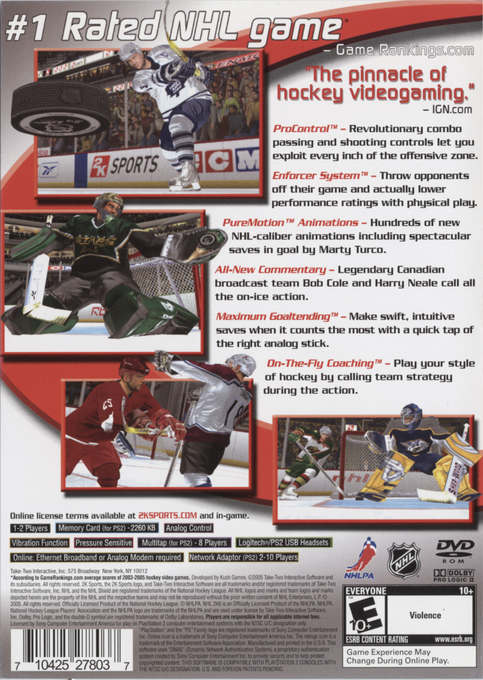 NHL 2K6 — Box back