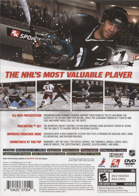 NHL 2K7 — Box back