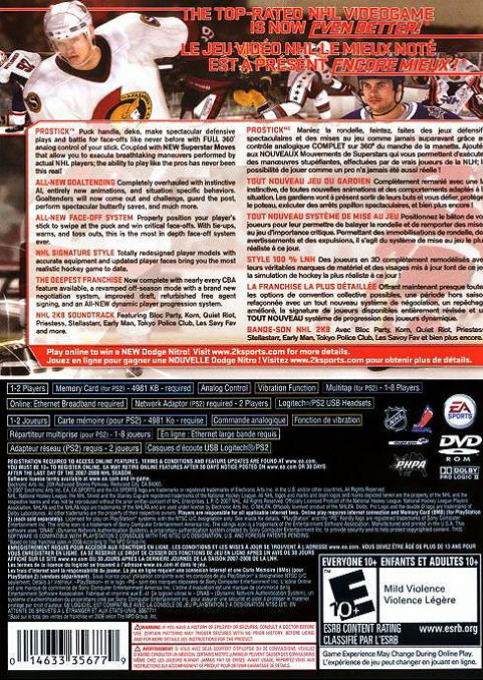 NHL 2K8 — Box back