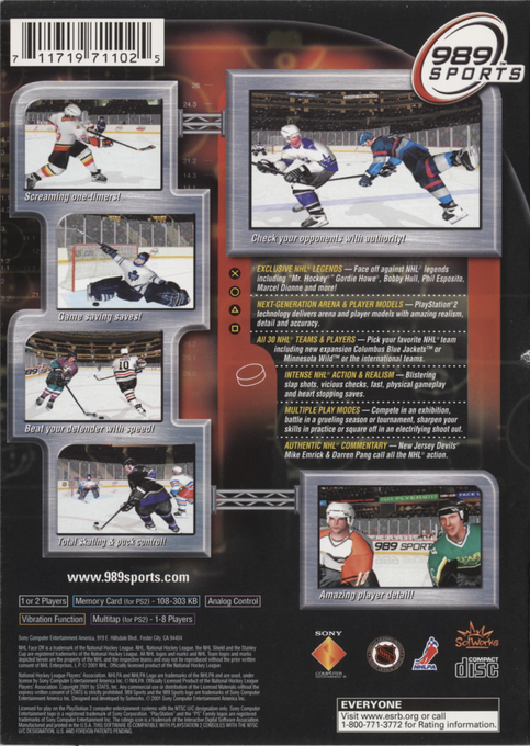 NHL FaceOff 2001 — Box back
