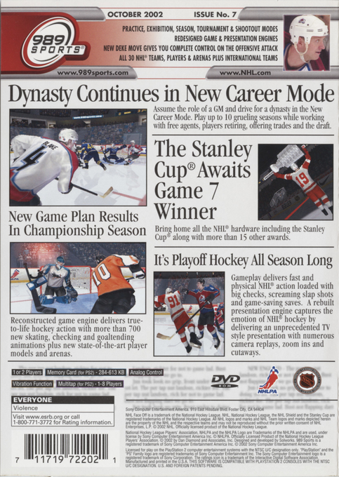 NHL FaceOff 2003 — Box back