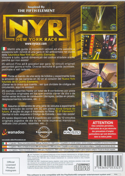 NYR : New York Race — Box back