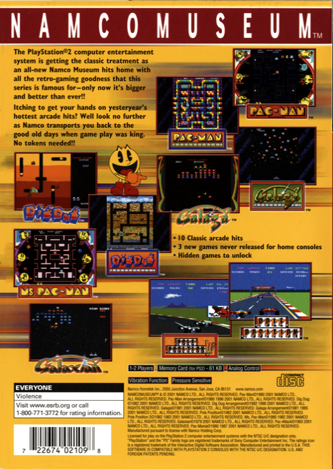 Namco Museum — Box back