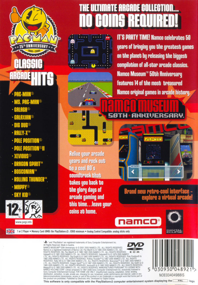 Namco Museum 50th Anniversary — Box back