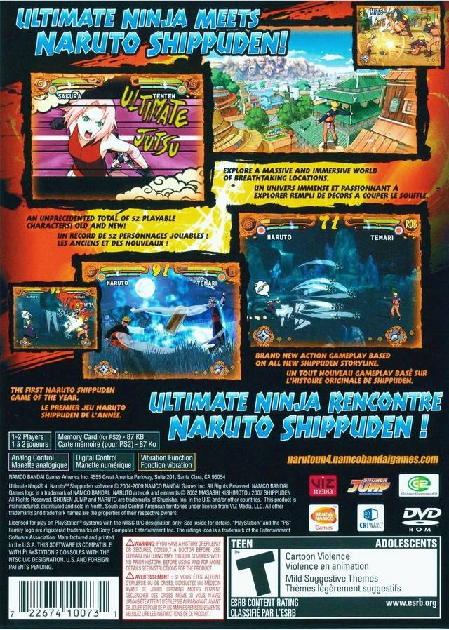 Naruto Shippuden : Ultimate Ninja 4 — Box back