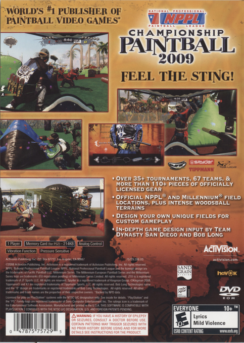 National Professional Paintball League : Championship Paintball 2009 — Box back