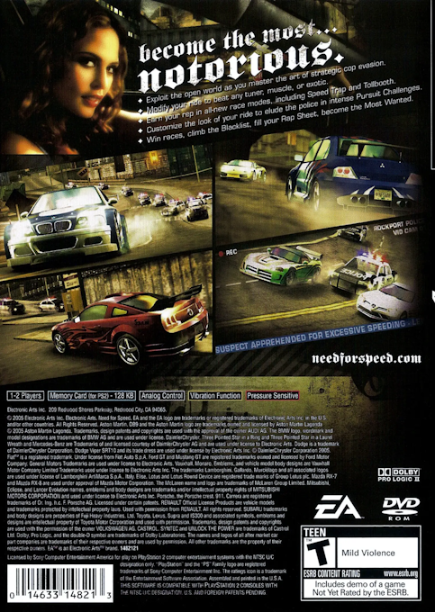 Need for Speed : Most Wanted — Box back