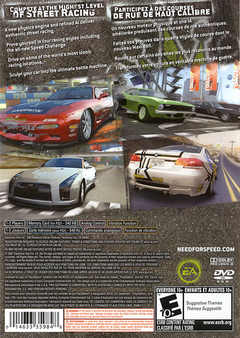Need for Speed : ProStreet — Box back