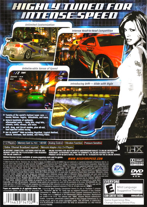 Need for Speed : Underground — Box back