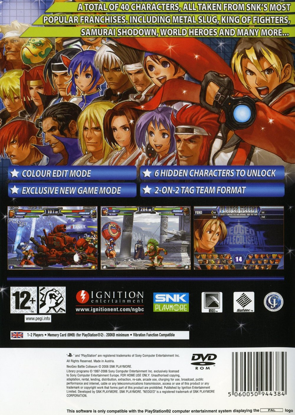 NeoGeo Battle Coliseum — Box back