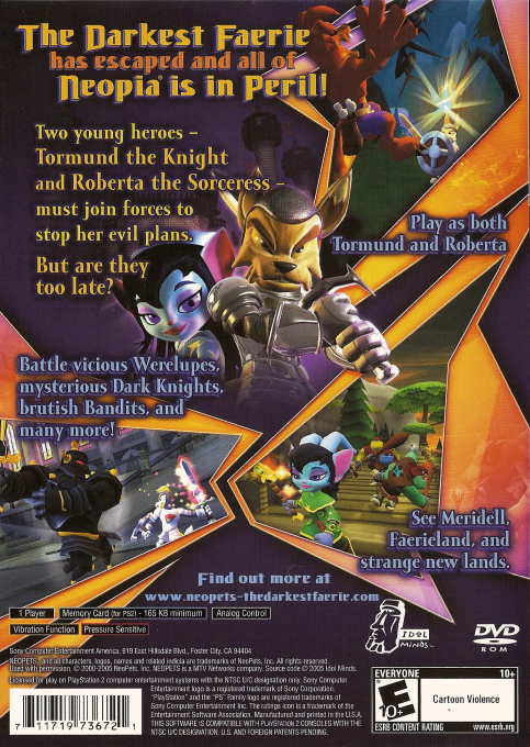 Neopets : The Darkest Faerie — Box back