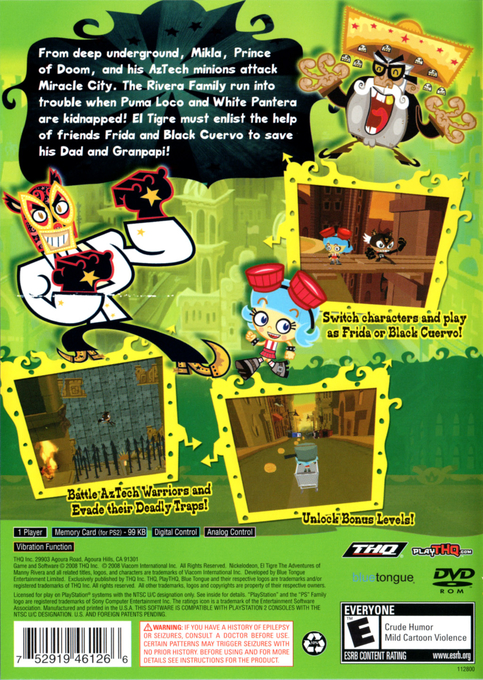 Nickelodeon El Tigre : The Adventures of Manny Rivera — Box back