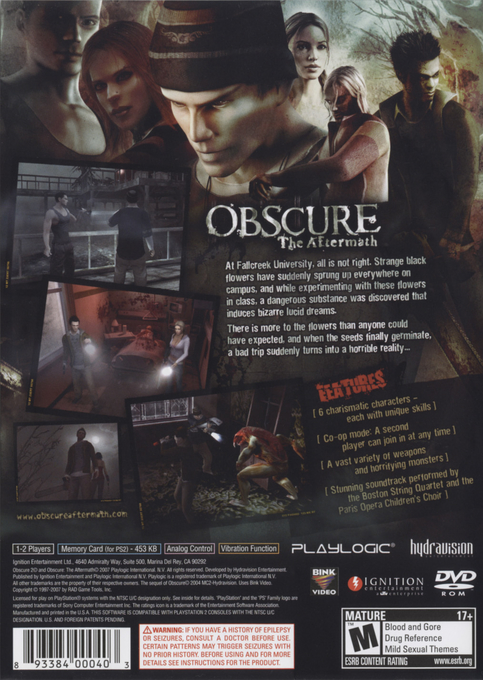 ObsCure : The Aftermath — Box back