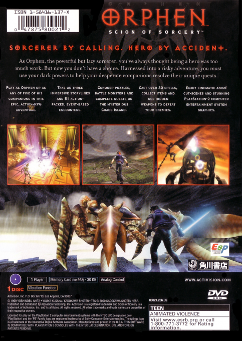 Orphen : Scion of Sorcery — Box back