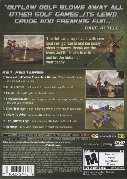 Outlaw Golf 2 — Box back