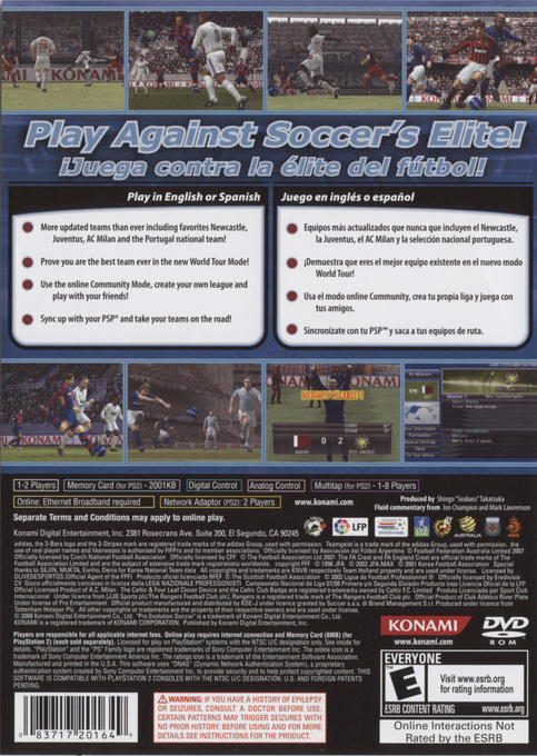 PES 2008 : Pro Evolution Soccer — Box back