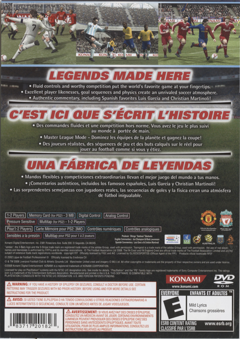 PES 2009 : Pro Evolution Soccer — Box back