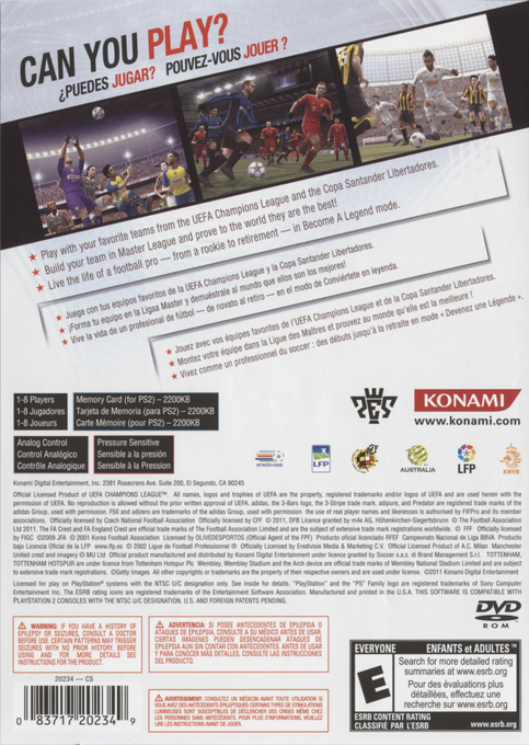PES 2012 : Pro Evolution Soccer — Box back