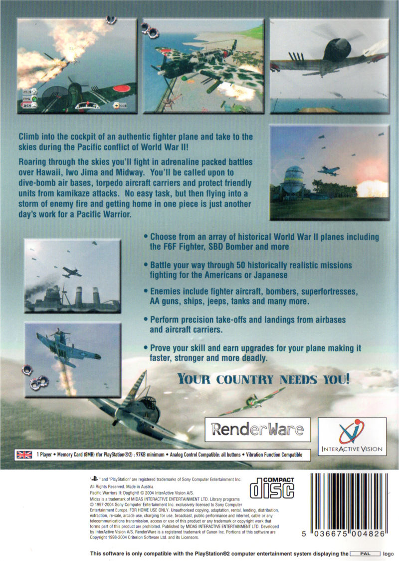 Pacific Warriors II : Dogfight! — Box back