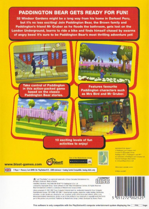 Paddington Bear — Box back