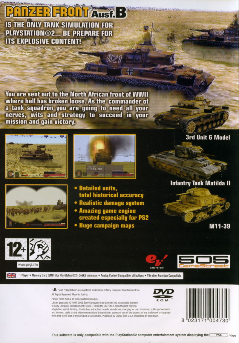 Panzer Front Ausf.B — Box back