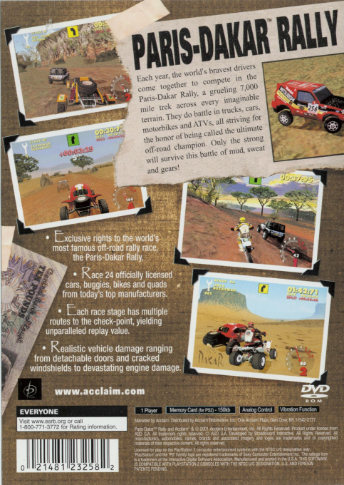 Paris-Dakar Rally — Box back