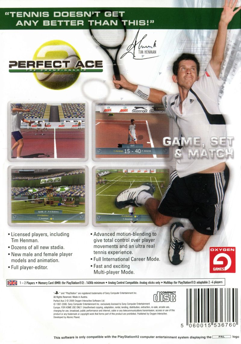 Perfect Ace 2 : The Championships — Box back