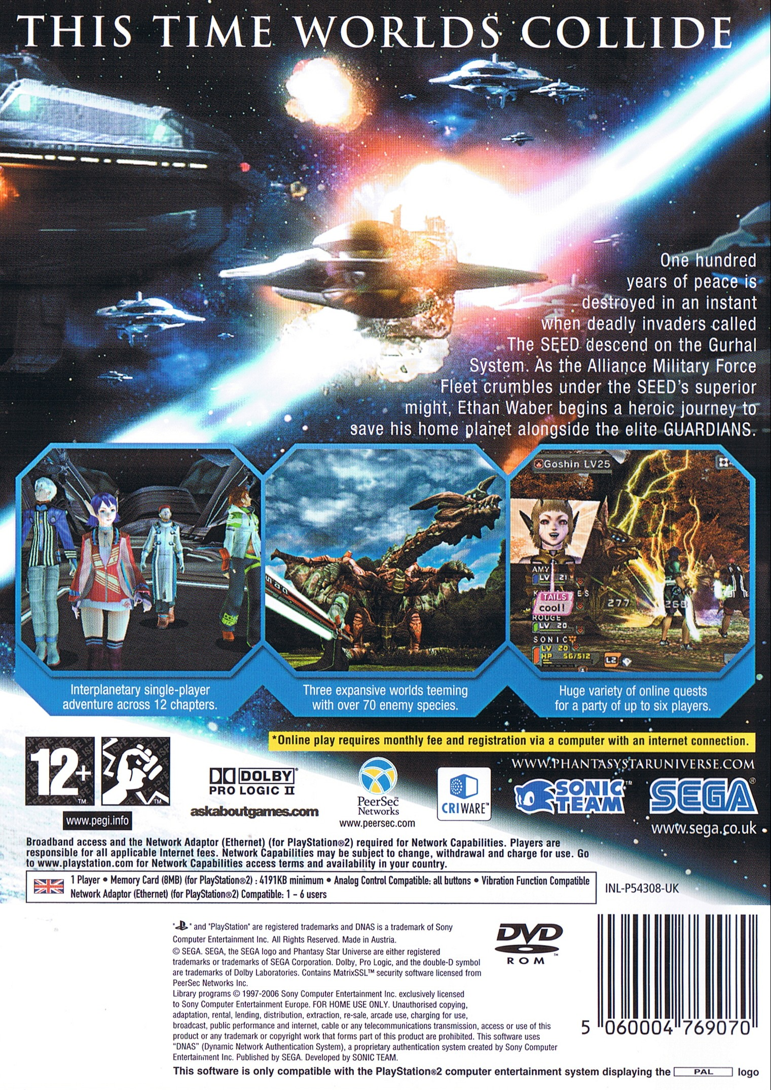 Phantasy Star Universe — Box back