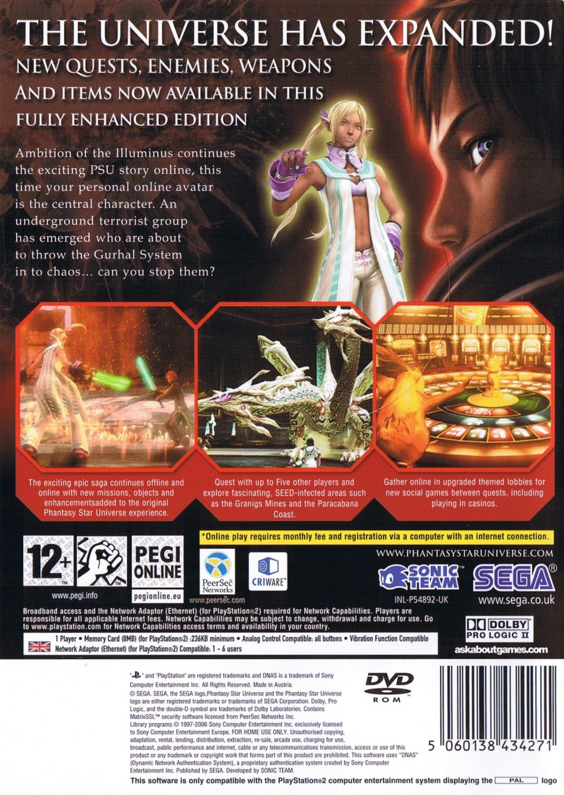 Phantasy Star Universe : Ambition of the Illuminus — Box back